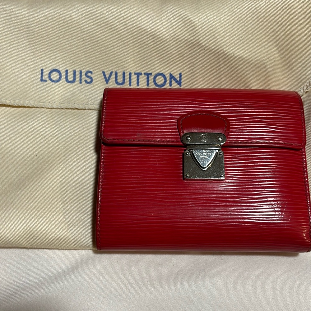 Louis Vuitton Red Wallet Trifold Epi Leather